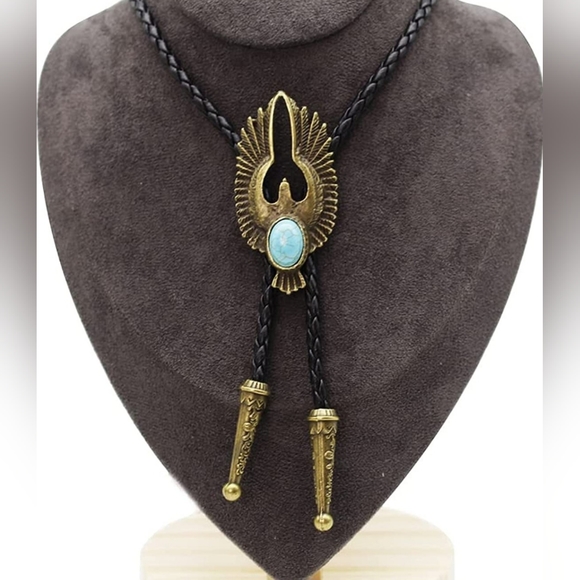New falcon eagle bird leather bolo tie - Picture 1 of 1